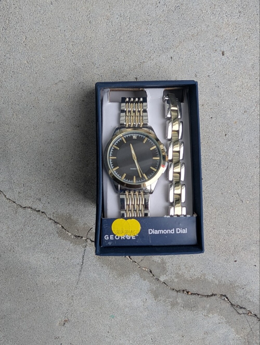 George Two-Tone Men’s Watch with Black Dial and Gold Accents
